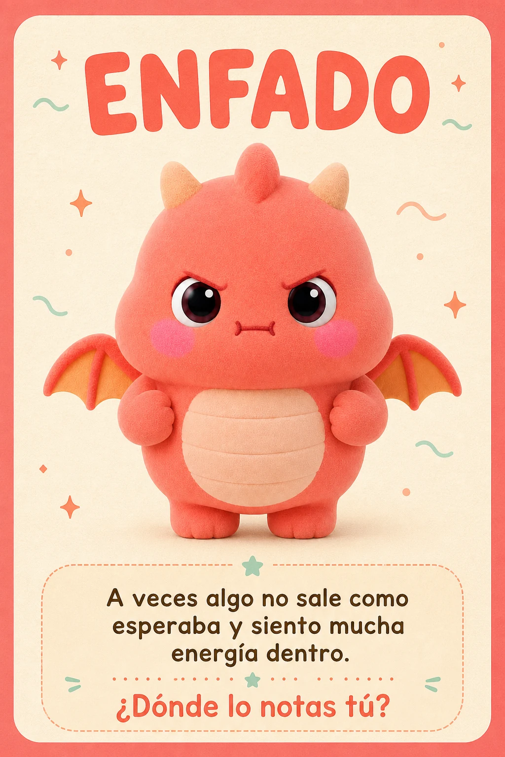 Tarjeta Enfado con Chispa. A veces algo no sale como esperaba y siento mucha energía dentro. ¿Dónde lo notas tú?
